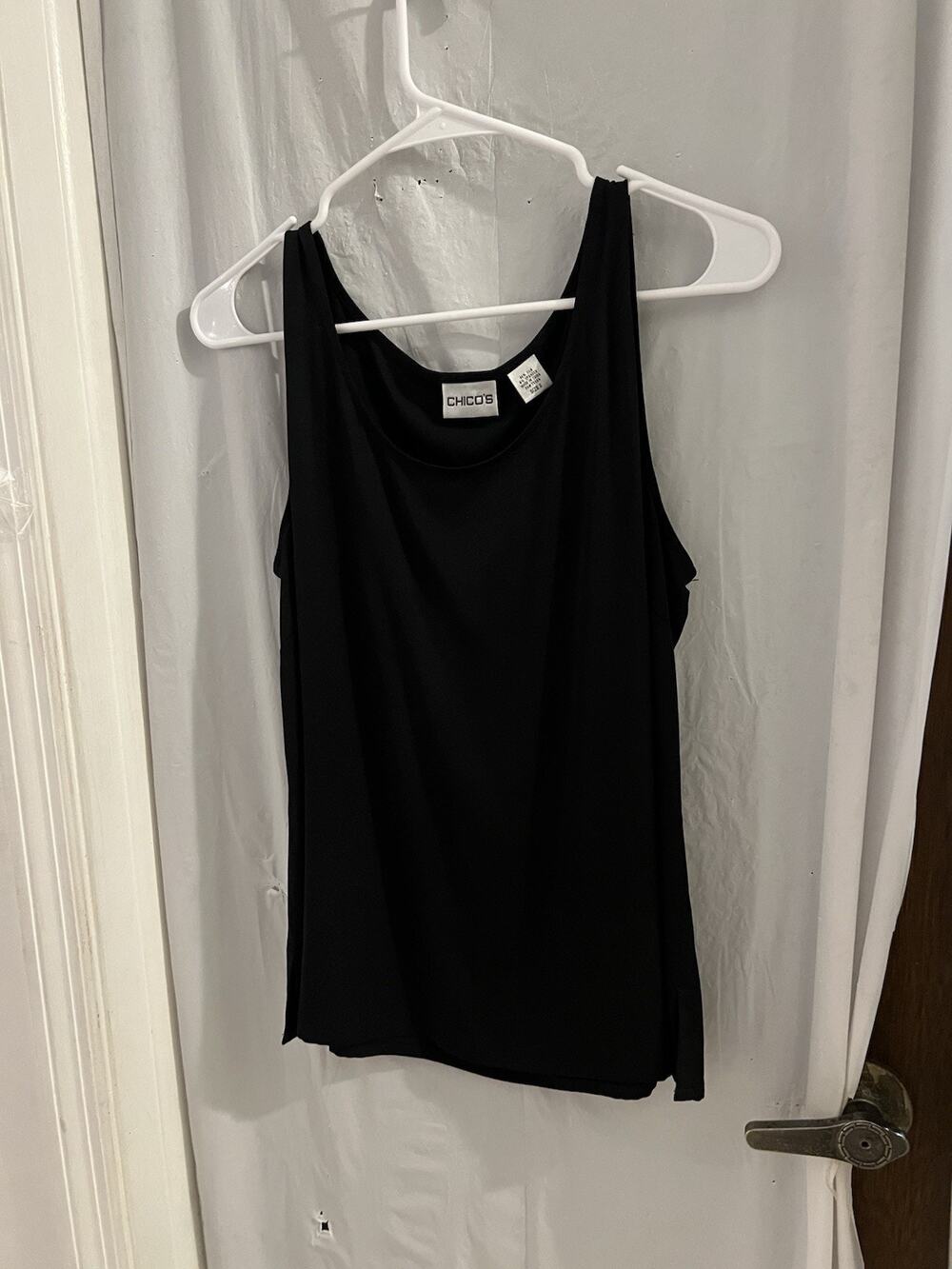 Chicos Black Silk Tank Top Sz L Closet Staple